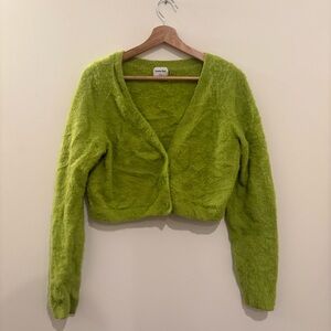 Sunday Best Lime Green Fuzzy Cardigan